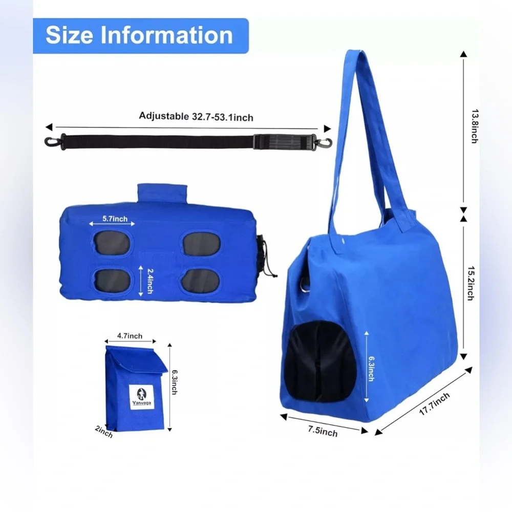 Pet Soft Travel Carrier Tote XL Bag 16-30 lbs Crossbody Strap Dog Cat Blue NEW